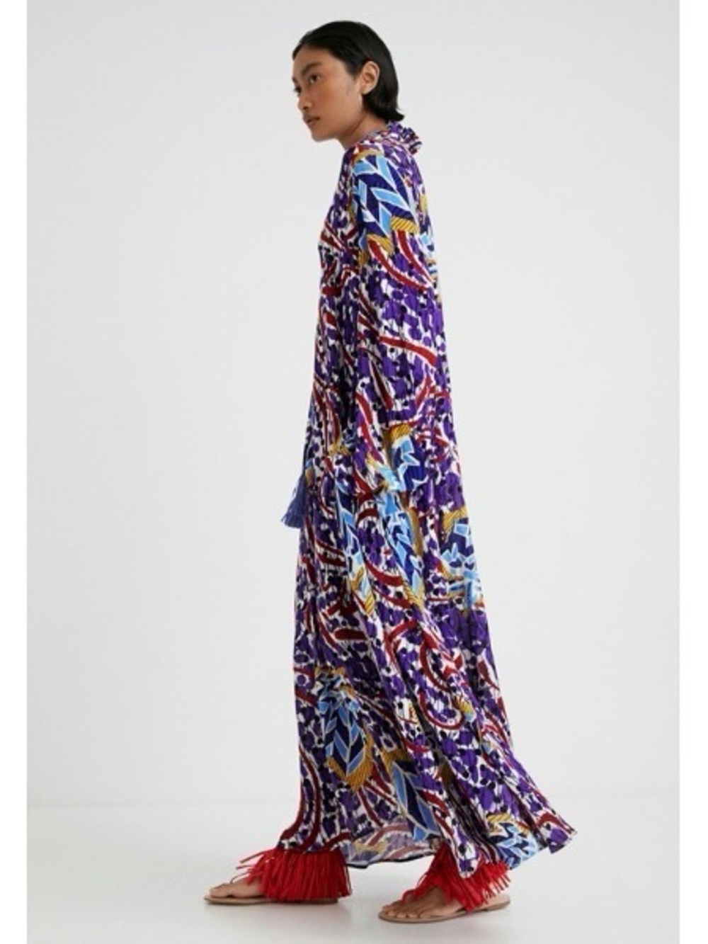 EUC - Desigual Stella Jean collection - Long Sleeve Maxi Dress - size M